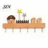 Home Organization Accessory Solid Wood Key Holder with 6 Hooks, Decorative Wall Hanging Storage Rack, Hooks Space Saving Mounted Organizer for