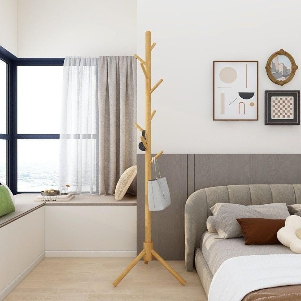 New 8 Hooks Coat Rack Space Saving Sturdy Hanging Pole Rack Floor-standing Clothes Hanger Room Organization
