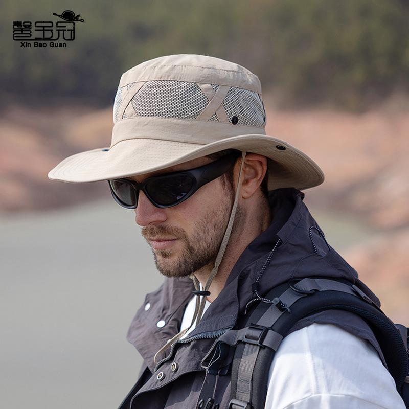 9245 Summer Eaves Breathable Sunshade Bucket Hat Men's Spring and Autumn Sunscreen Sun Hat Outdoor Mountaineering Fishing Hat
