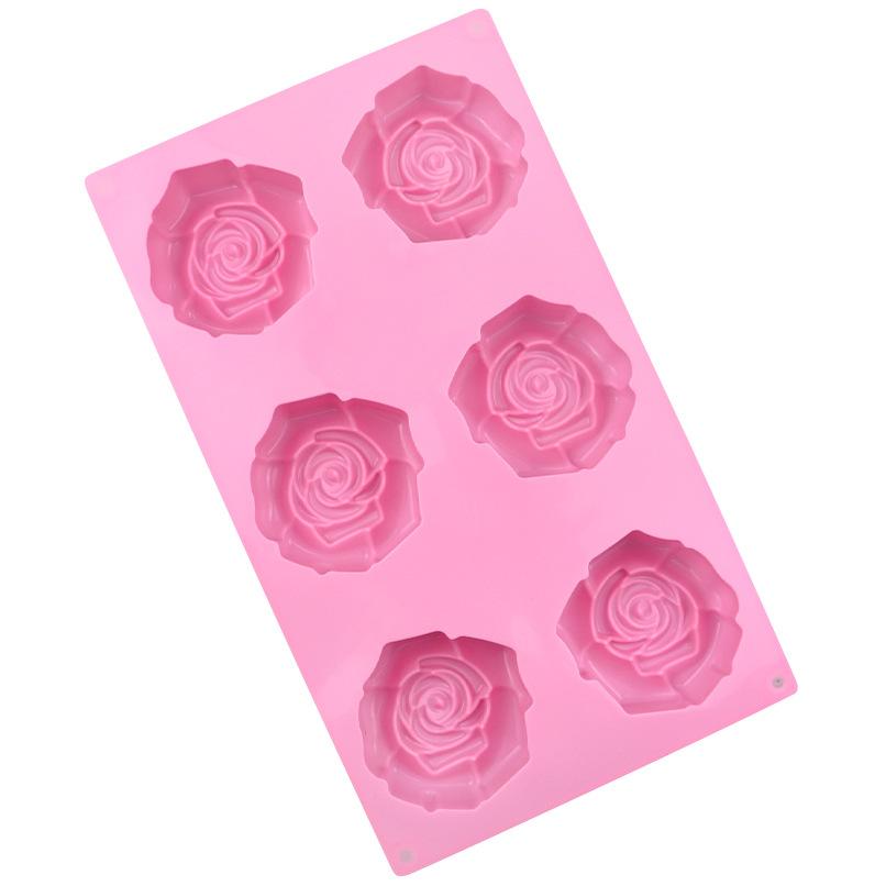 Spot 6 big rose silikon kakform handgjord tvål verklighetstrogen bild lätt att ta ur och hög temperaturbeständighet