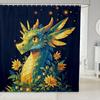 Elegant Oriental Dragon & Floral Bath Curtain - High-Quality Waterproof, Mildew-Proof Bathroom Decor, Traditional Artistry Touch