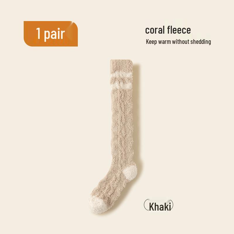 Women's Thick Coral Fleece Mid-Tube Socks: Warm, Non-Shedding, Solid Color – Perfect for Maternity and Floor Wear