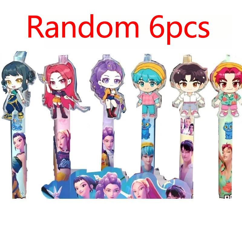 

6/36Pcs KPop Demon Hunters Black Pen Student Take An Exam Draw Activity Anime Cartoon Figure Stationery Study Supplies Children Present