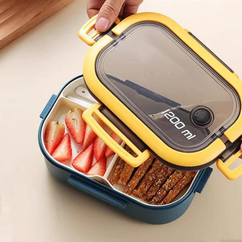 Student Lunch Box Thickened PP Plastic Material Partition Double-deck Bento Lunch Box Can Be Heated By Microwave Oven Lunchbox