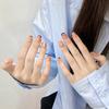 French Style Red Pearl Fake Nails 10PCS Per Bag with Elegant Design for Women