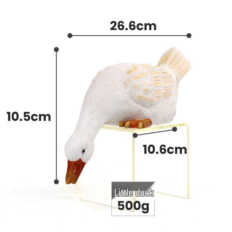 White Duck Pond Decoration with Fish - Resin Garden Ornament
