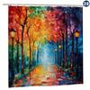 Vibrant Autumn Pathway Waterproof Mildew-Resistant Shower Curtain - Artistic Design for a Colorful Bathroom Décor Experience
