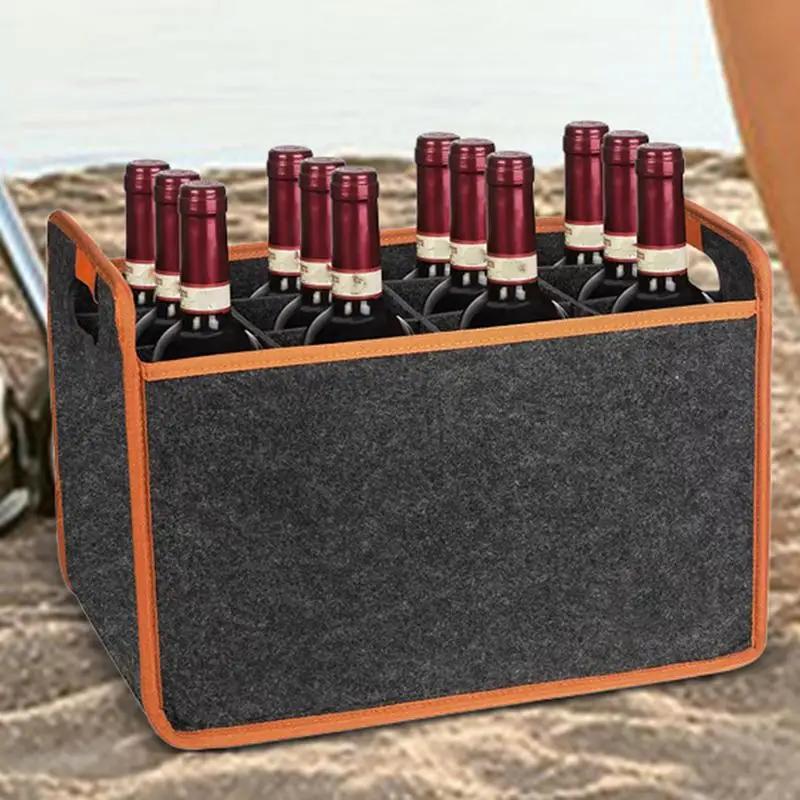 Felt Wine Storage Bag Handbag Reusable Champagne Bottle Beverage Storage Box Basket Outdoor Camping Supplies Strawberry Zester