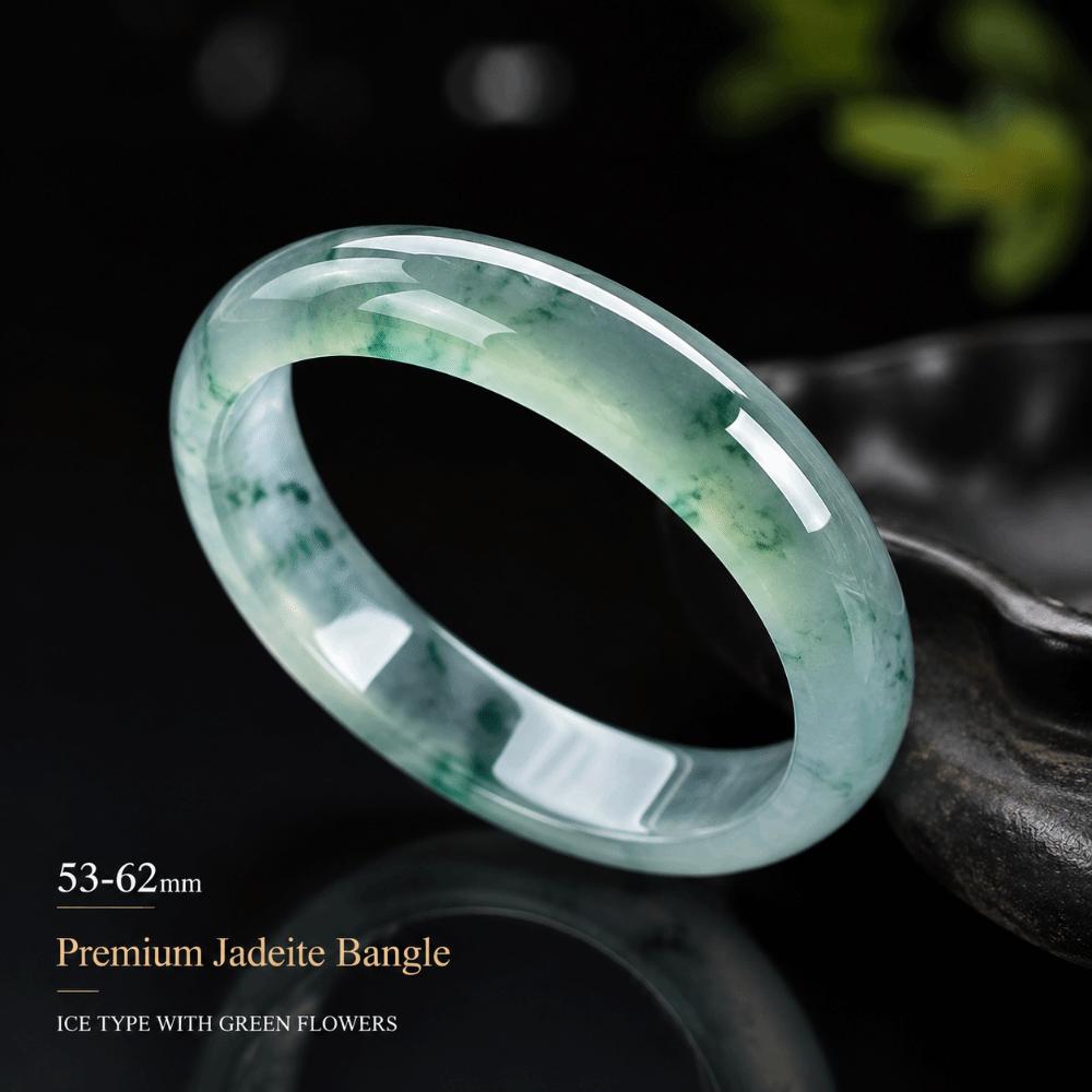 Ice-Seed Jade Bracelet Floating Flower Round Bangle Bracelet Green Jade Bangle  Girlfriends