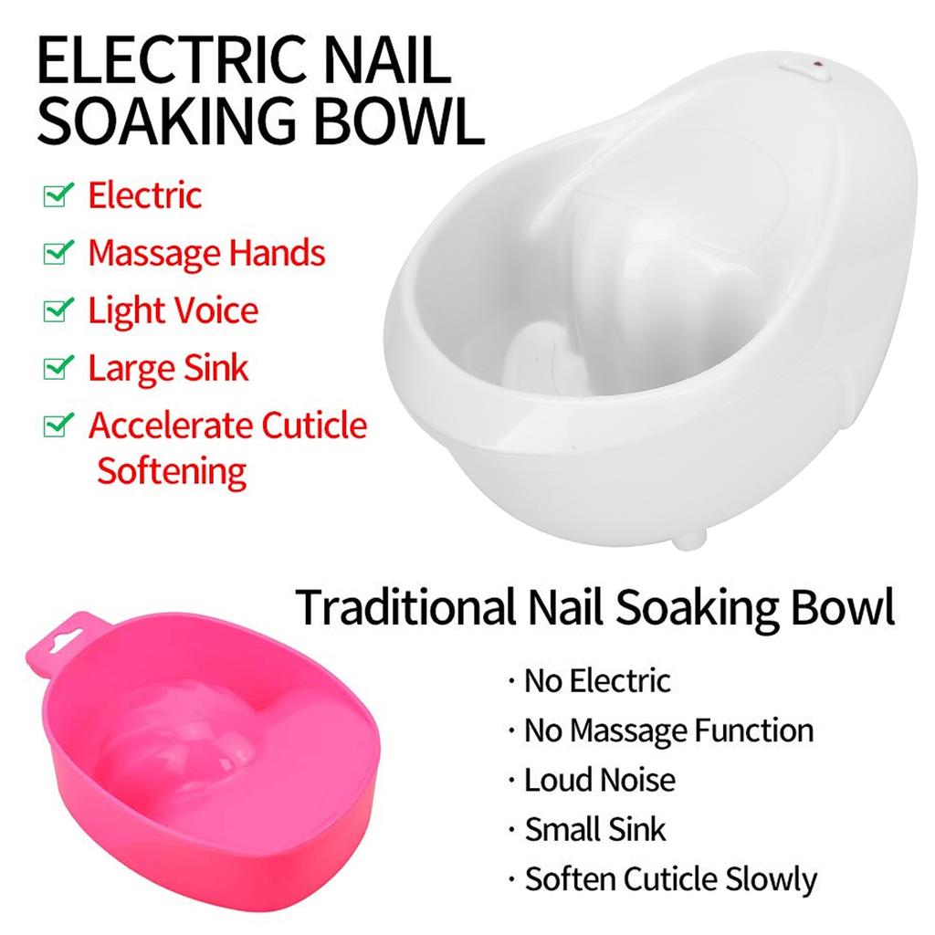 Electric Nail Soaking Bowl Bubble Vibration Hand Spa Massage Machine Manicure Tool
