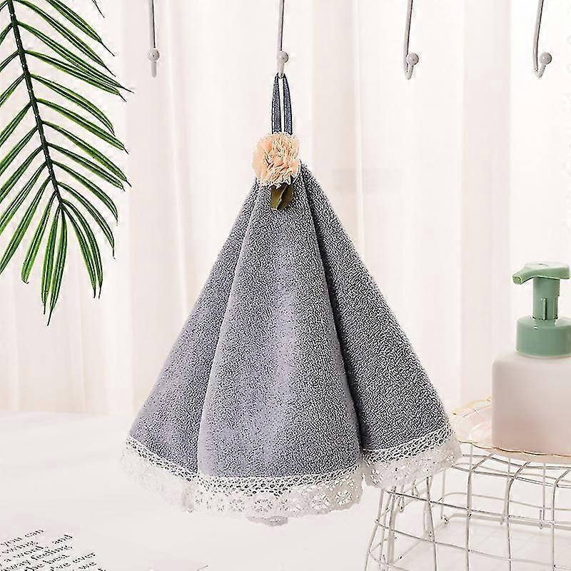 Hand Towels for Bathroom and Kitchen with Hanging Loop - Charcoal Fiber Round Hand Towels, Soft and Absorbent 50*50cm