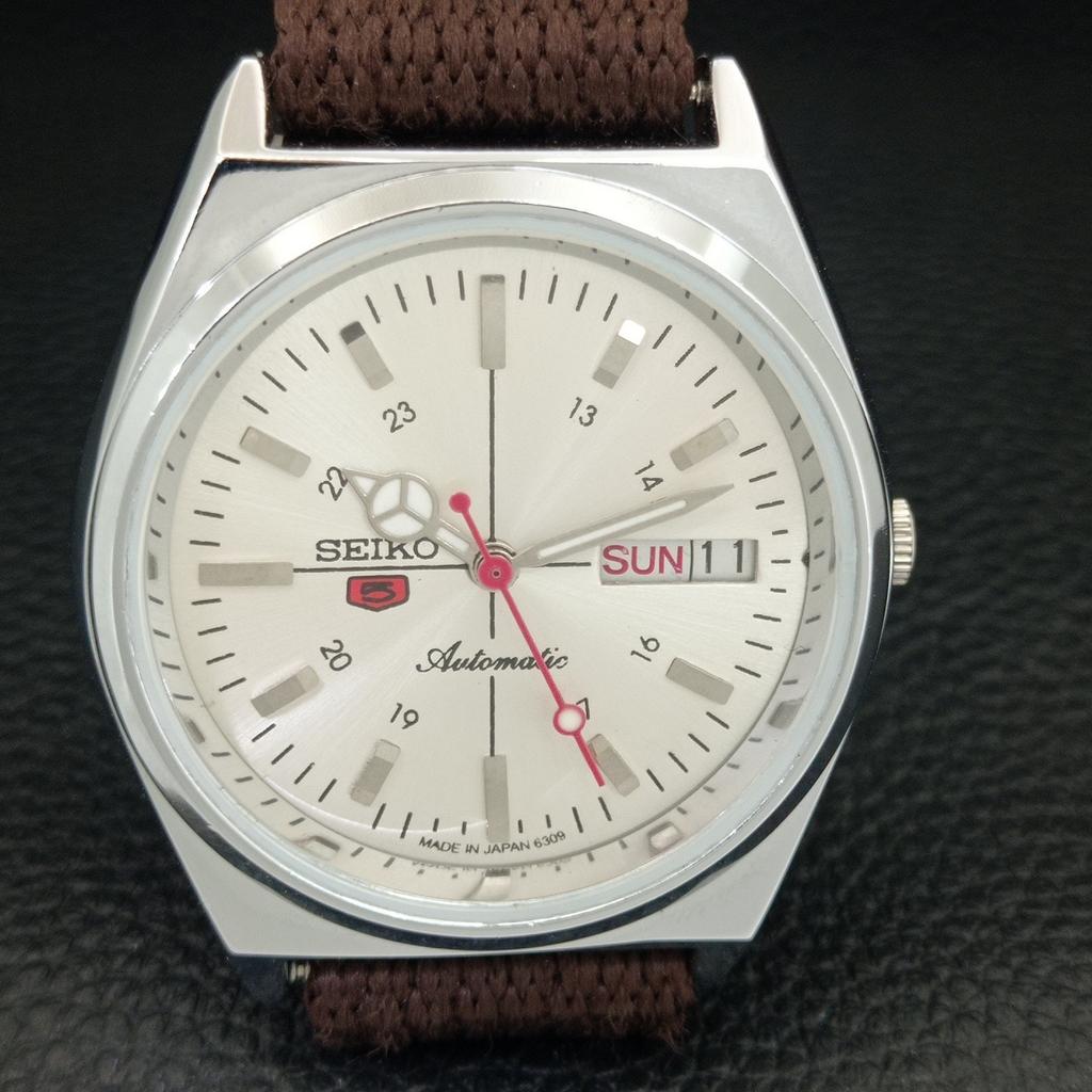 REFURBISHED SEIKO 5 AUTOMATIC 6309A JAPAN MENS VINTAGE SILVER WATCH a442884-1
