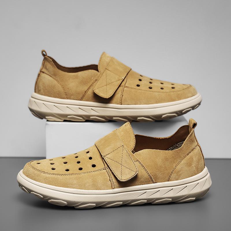 Genuine Leather Casual Shoes For Men Loafers Lightweight Breathable Platform Men Sneakers Soft Cushioning Outdoor Sport Shoes