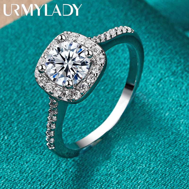 925 Sterling Silver Square AAAAA Zircon Charm 7 8 9 10 Ring For Women Fashion Jewellery