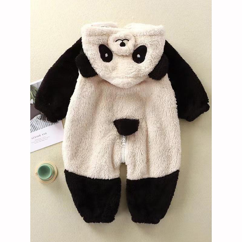 Baby Winter Jumpsuit Overall Panda Animal Hooded Romper Keep Warm Boy Girl Soft Pajamas