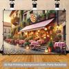 Italian Restaurant Scene Tapestry, Outdoor Pizza Shop Wall Hanging for Live Streaming