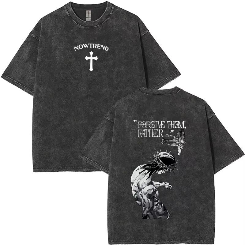 Křesťanské náboženské Ježíš Král slávy Oprané tričko Letní Pánské Dámské Módní Oversized Streetwear Pánské Vintage trička Topy