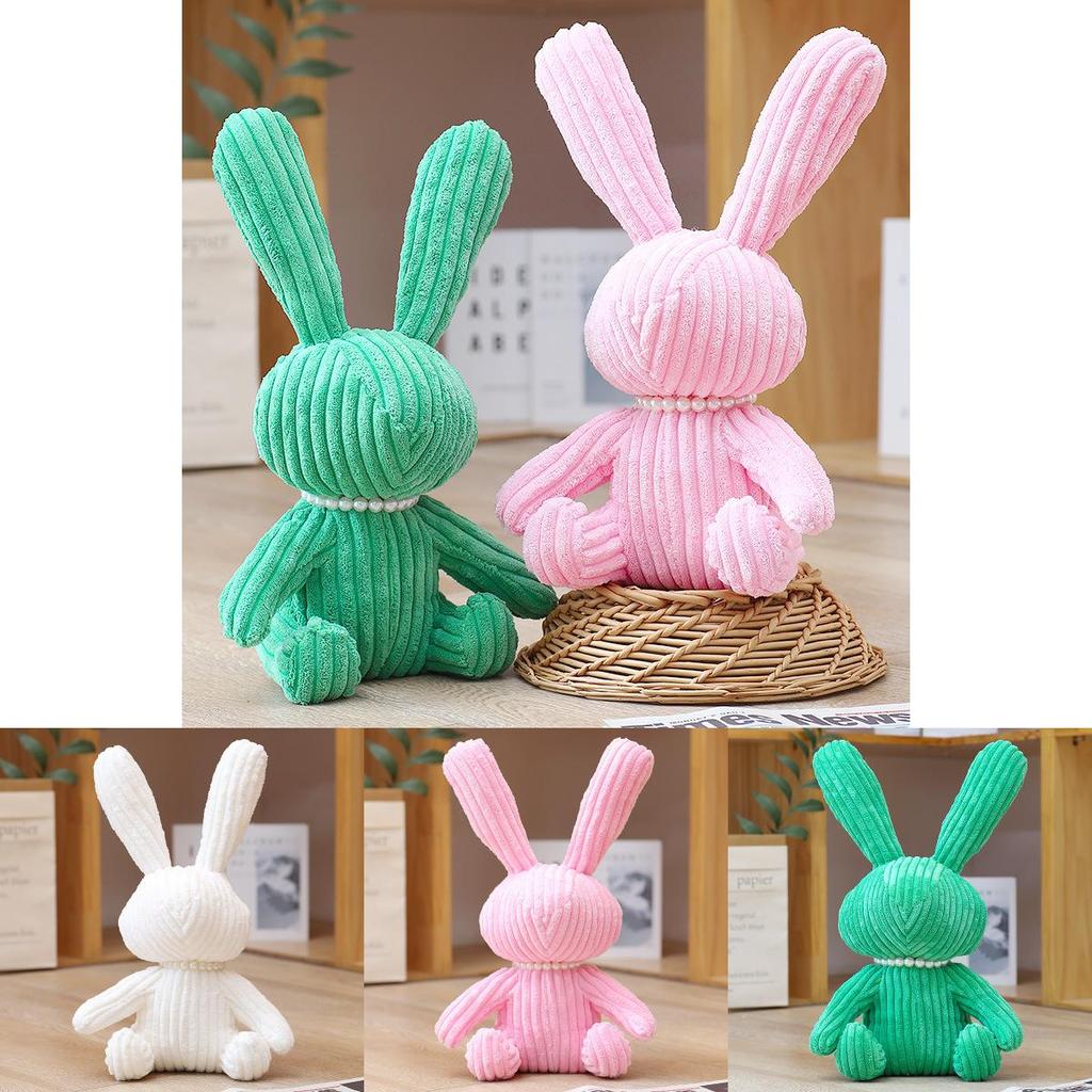 Plush Bunny Toy With Striped Necklace For Kids Gift And Collectors