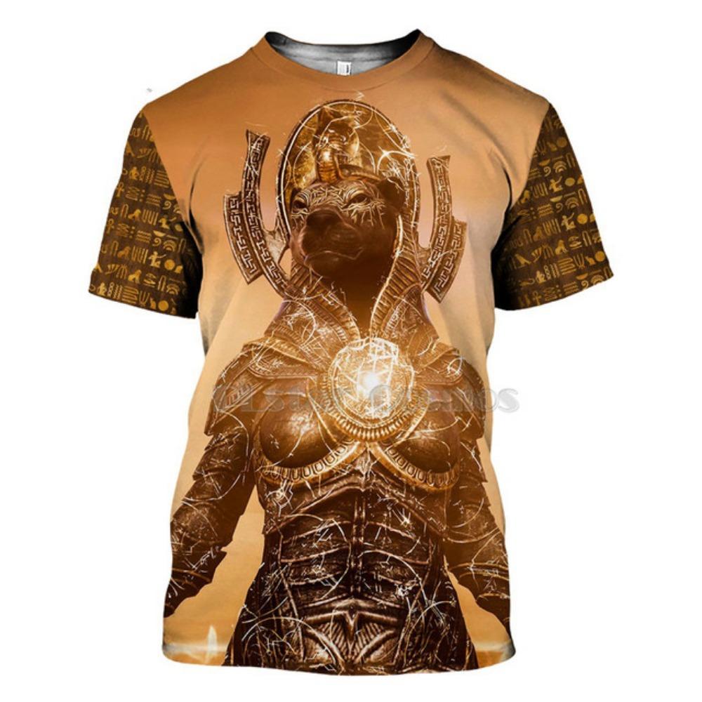 Men's Egyptian Totem 3D Printed T Shirt Summer Funny Retro Mystery Ancient Horus Harajuku Short Sleeve Streetwear