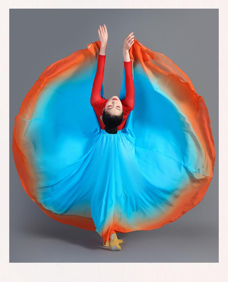 Xinjiang Meisjes Moderne Dans Chiffon Rok - 720 Graden Draai Oefen Kostuum