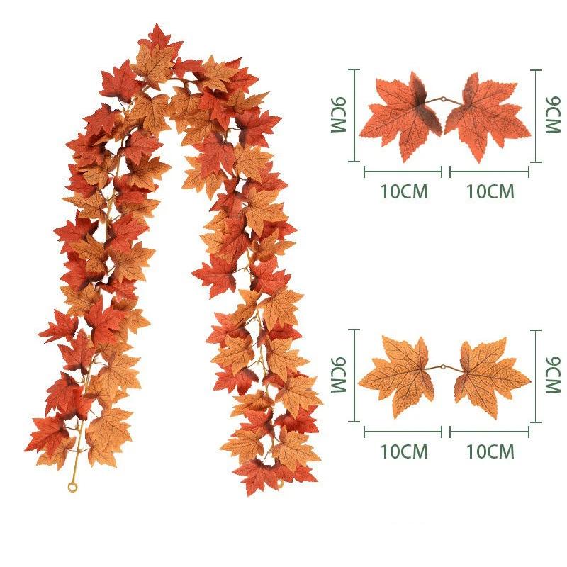 5.7 Feet Autumn Wreath Hanging Vine Maple Leaf Garland Fall Decoration For Home Christmas Wreath Wedding Decor Holiday Seasonal Decoration