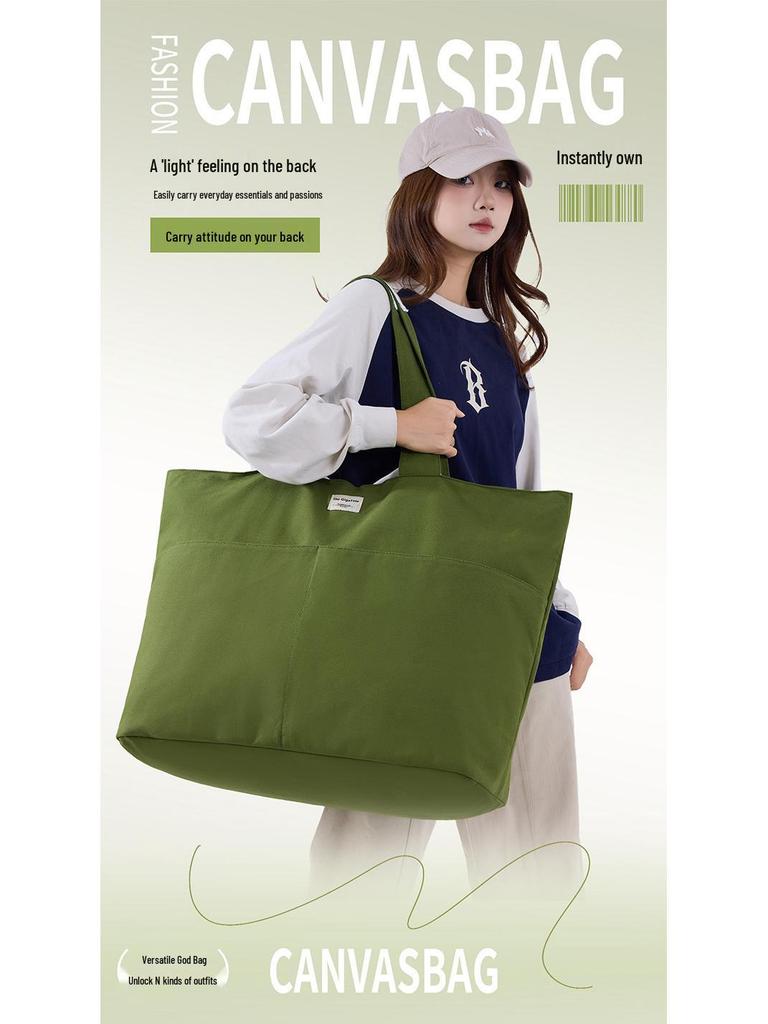 Damen Große Canvas-Tasche: Vielseitige Einkaufs-, Pendler- und Strandtasche