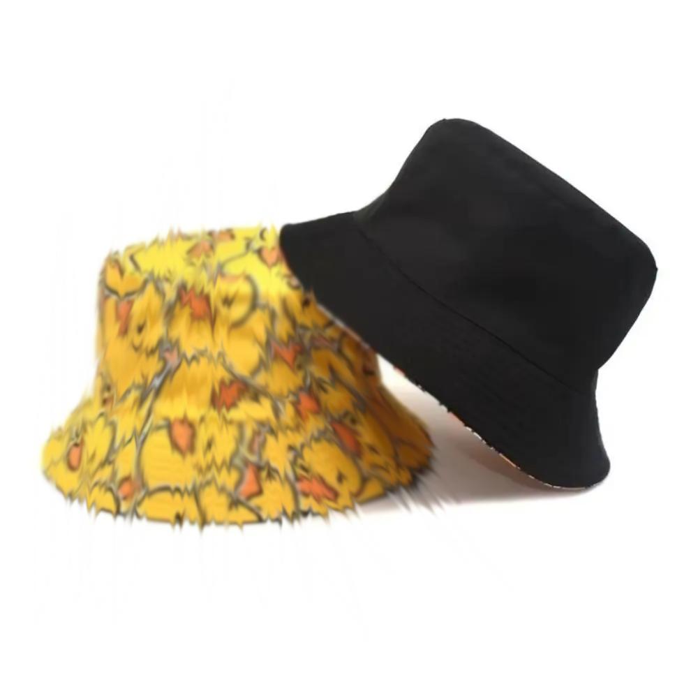 1PC Double Sided Yellow Duck Fisherman's Hat Trendy Design Versatile Style Outdoor Casual Hat Yellow Duck Pattern UV Protection