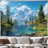 2D Party Backdrop Nature Landscape Tapestry, Serene Mountain Lake and Forest Scene