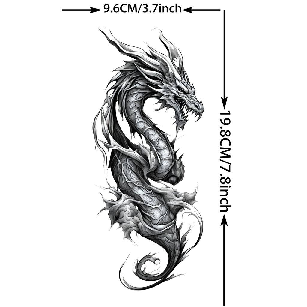 1 Foglio Tatuaggi Temporanei Drago Cobra Serpente Aggressivi Per Uomini Donne Braccio Tatuaggi Impermeabile Realistico Falso Tatuaggio Adesivo Lunga Durata