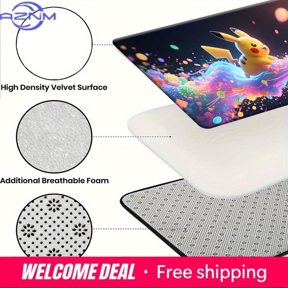 Pokemon Pikachu Colorful Particles Art Print Non-Slip Doormat, Absorbent Floor Mat for Home Decor