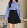 2024 Spring Women's Black High-Waist Irregular A-Line Skirt, Korean Style