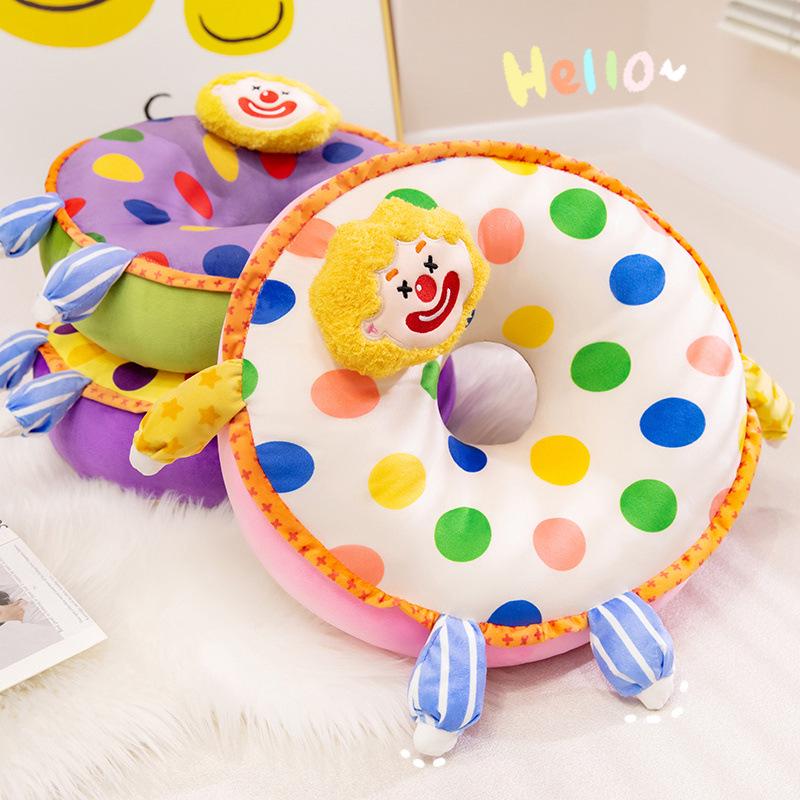 

Clown Donut Cushion - Cute Backrest for Student Office or Home Sofa 40cm (0.5kg)