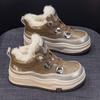 Leather platform snow boots women's new versatile winter high-top shoes cotton shoes piled thickened warm little white shoes