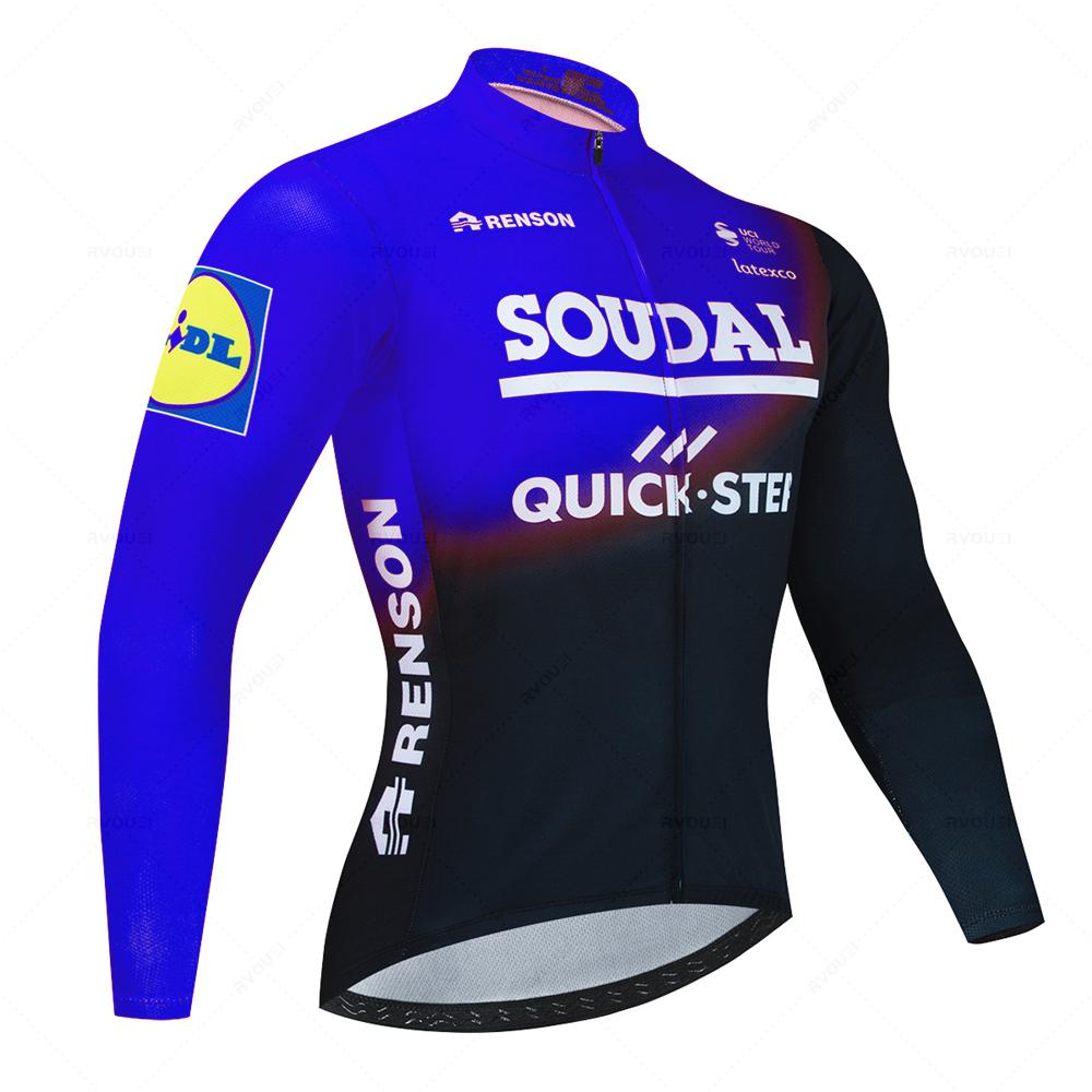 Soudal Quick Step 2026 Autumn Cycling Set Long Sleeve Jersey MTB Riding Sportswear Road Bike Clothing Bib Pants Bicycle Uniform