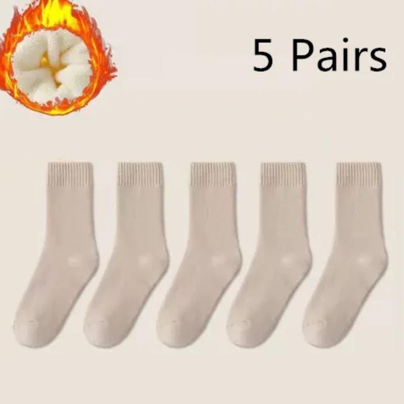 

5 пар мужских женских шерстяных носков, утолщенные флисовые махровые носки для осени и зимы, мягкие послеродовые чулки, напольные носки для сна One Size