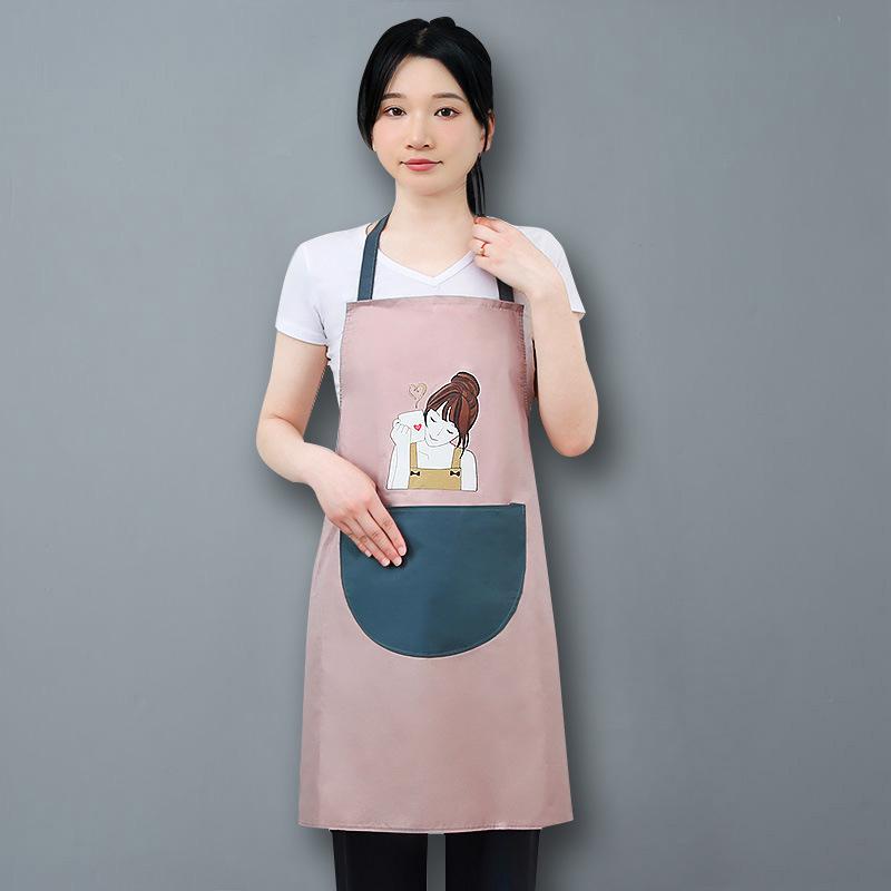 2023 Pink Waterproof Oilproof Half-Body Kitchen Apron for Men and Women