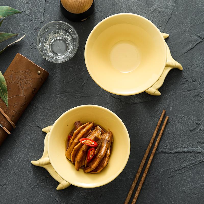 Ceramic Goose Claw Shaped High Bowl, Dessert Bowl, Dim Sum Bowl, Caviar Plate, Special Tableware for Specialty Restaurants