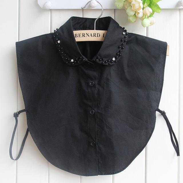 22 Styles White/Black Women Fake Collar Shinny Beaded Detachable Collars Half Shirt Blouse Sweater False Collars Female Faux Col