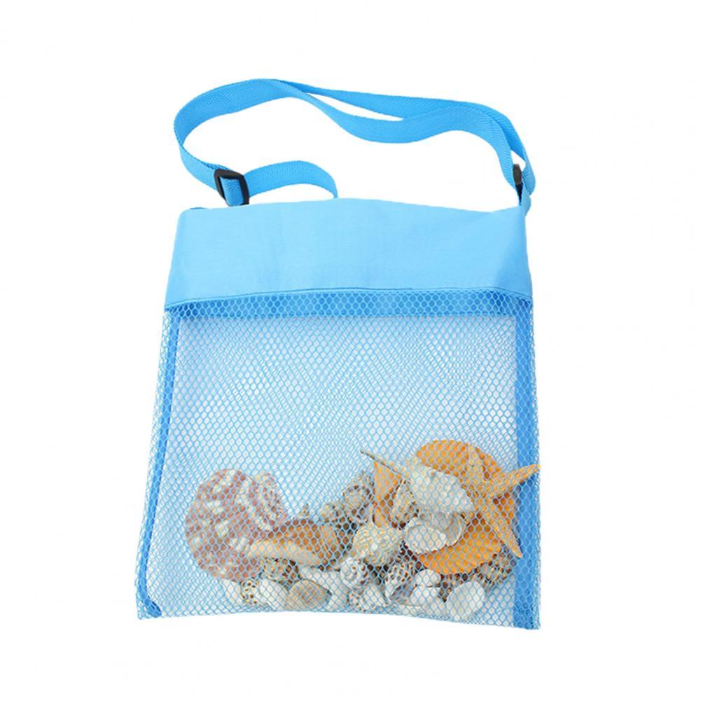 Ultra Light Mesh Beach Bag Adjustable Shoulder Strap Portable Sea Shell Collecting Bag  Kids Beach Bag    Beach Plaything Bag