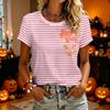 Women's Halloween Print Short Sleeve T-Shirt, Fashion Casual Neck Top for Festivities