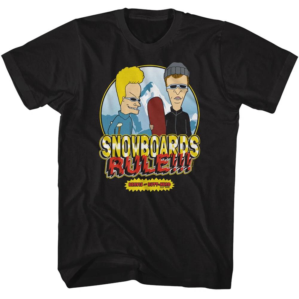 MTV Classic Cartoon Beavis And Butthead Mountain Snowboards Rule Men s T Shirt 3XL