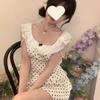 Polka dot suspender dress summer skirt new small lace sweet waist skirt