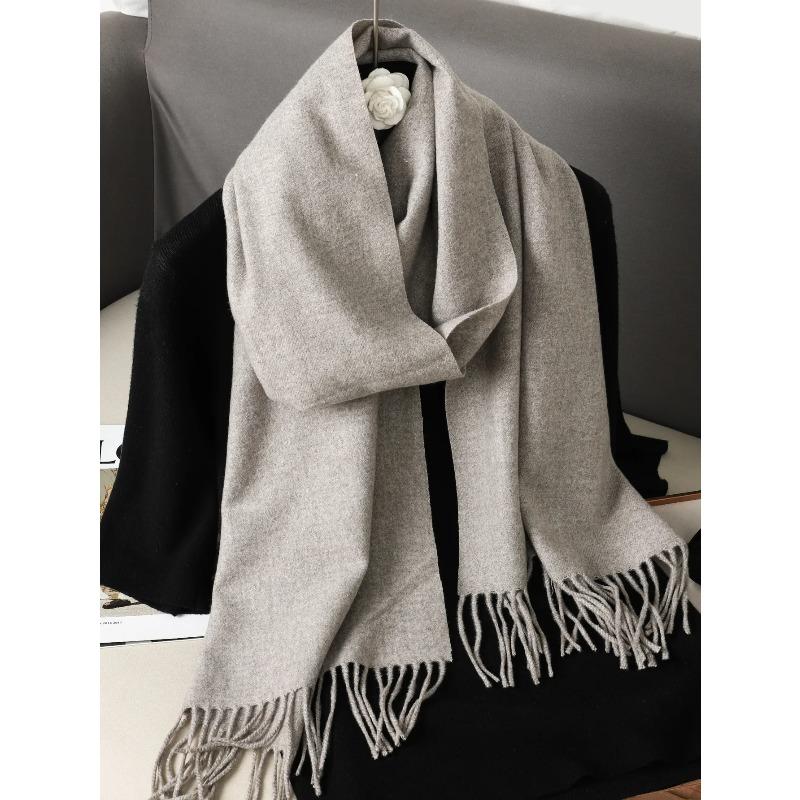 Solid Women Winter Scarf Warm Thicken Cashmere Shawl Outdoor Fashion Luxury Tassels Pashmina Lady Wrap Windproof Scarves