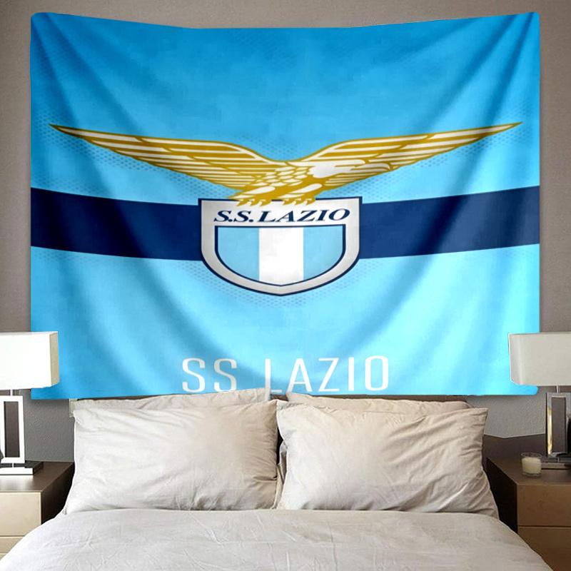 Lazio Football Crest Printed Tapestry, Fabric Tapestry Wall Hanging Decoration for Bedroom, Living Room, Dorm Room Home Party Fan Gifts