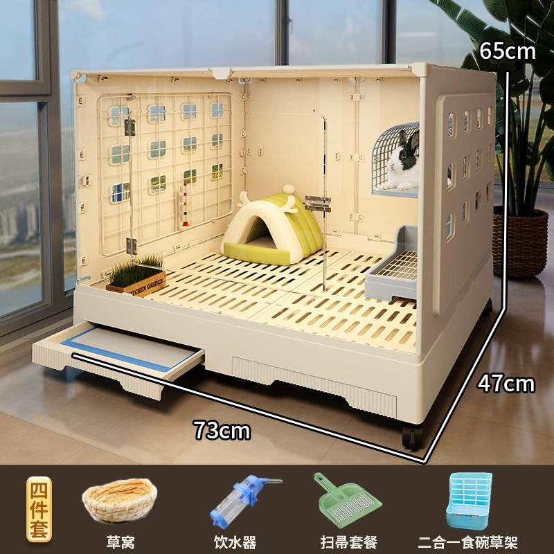 Panoramic View Rabbit Villa Large Drawer Style Cage for Dutch Guinea Pigs Easy Clean Home Habitat Spacious Rodent Enclosure