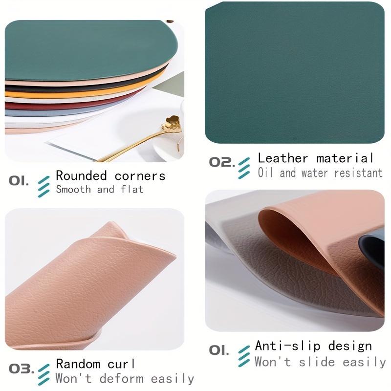 2pcs High Quality Triangular Leather Placemat and Coaster Set - Waterproof, Non Slip Easy To Clean Home and Restaurant Placemats