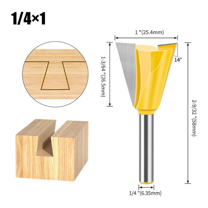 1Pc 6.35mm 12.7mm Shank Dovetail Joint Router Bits Set Dovetail Joint Router Bits Set 14 Degree Milling Cutter For Wood