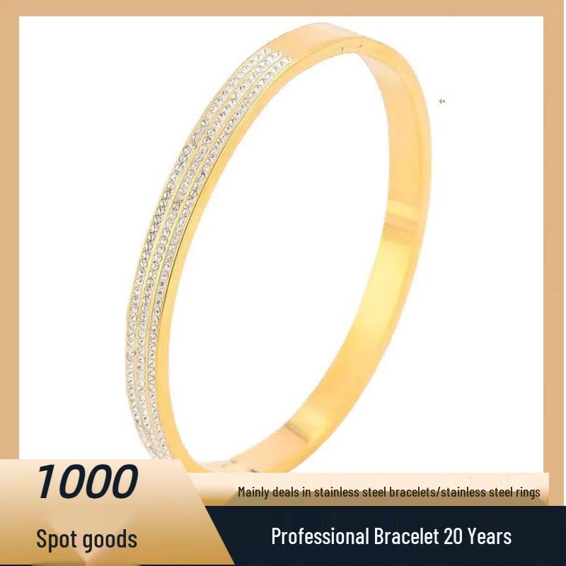 Korean Style Women's Stainless Steel Bracelet with Diamond Buckle – Elegant Titanium Steel Jewelry