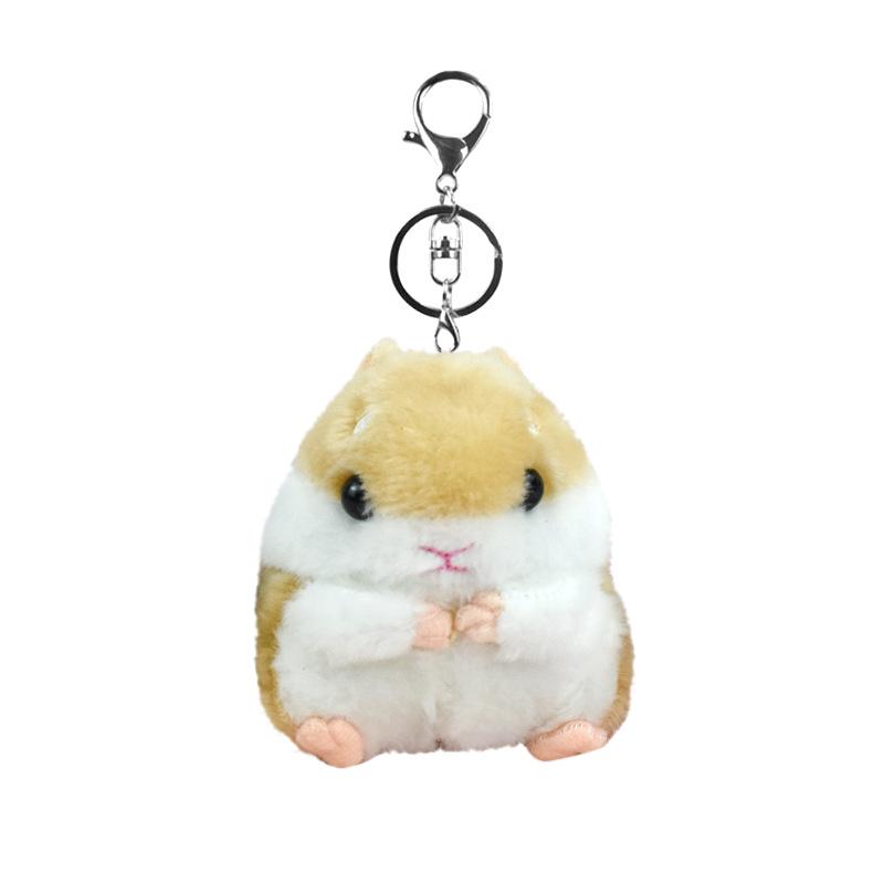 Cute Cartoon Hamster Plush Keychain Doll - Stuffed Animal Schoolbag Pendant Gift