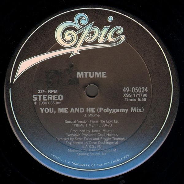 

12-дюймовая пластинка MTUME You Me And He 4905024 EPIC 1984 США Танцевальная Электроника Б/у